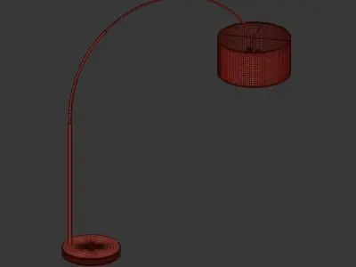 Overarching Linen Shade Floor Lamp 3D model