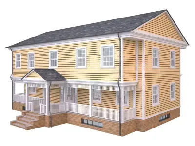 House 5 two story Low-poly 3D model