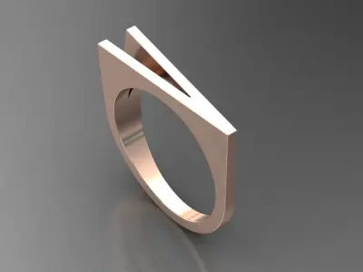 alphabet ring letter V 3D print model