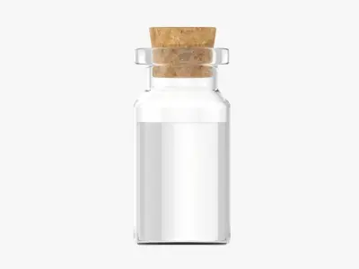 Glass bottle with cork small 3D model
