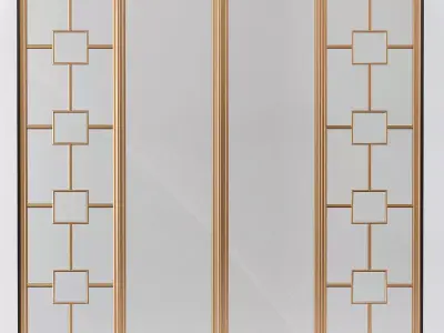 Wardrobe 3d model sliding closet door with glass panels Low-poly 3D model