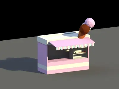 Low Poly Ice Cream Stand Low-poly 3D model