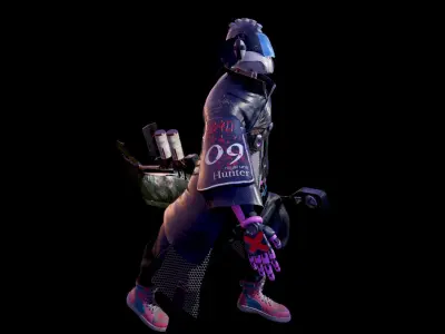 Cyber hunter Low-poly 3D model