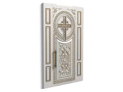 Door0024 wooden door with ornate design 3D model