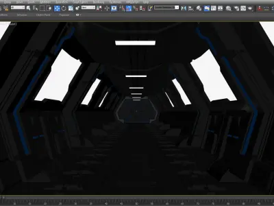 SCI FI INTERIOR SCENE SPACE SHIP Low-poly 3D model