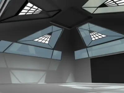 Empty Modern Hangar Building Low-poly 3D model