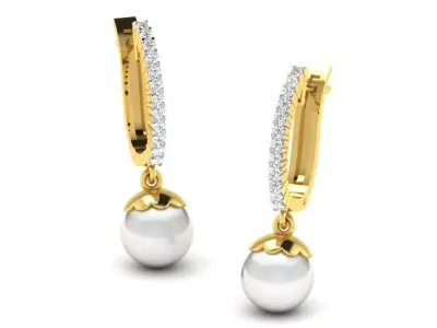 Gold Diamond Women Earring 3D print Model 3D print model 80