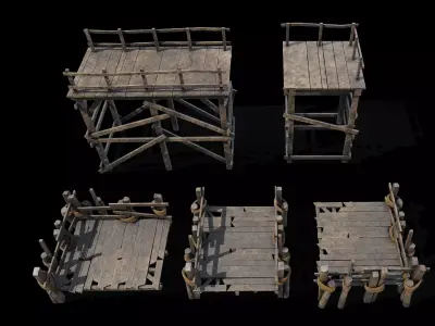 wooden Bridges Low-poly 3D model