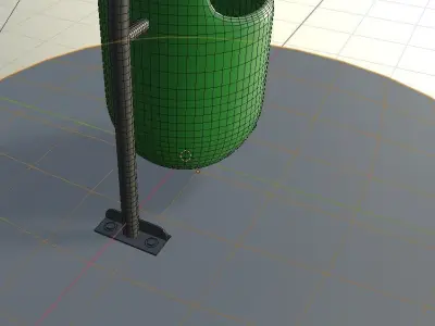 basurero oval parque 3D model