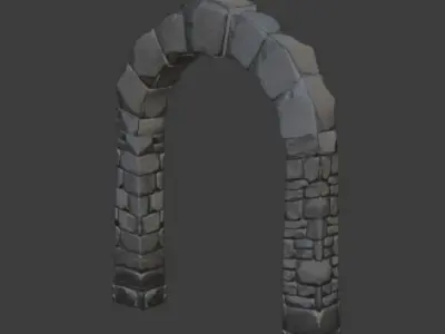 Stone Brick Gateway Free 3D model