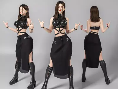Sexy woman in cool postures 3D model
