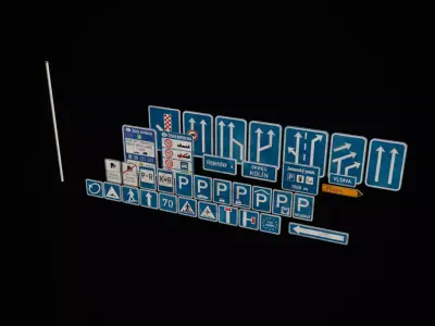 Czech road signs pack - Informative Low-poly 3D model