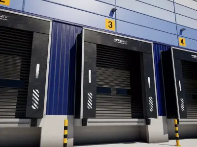  Industrial Warehouse Building Low-poly 3D model