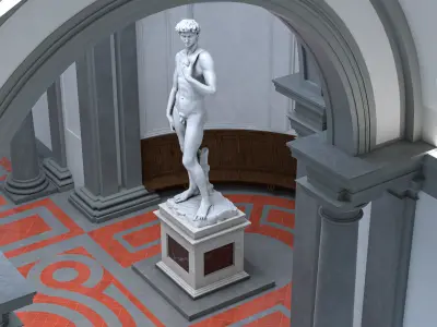 Accademia gallery in Florence Low-poly 3D model