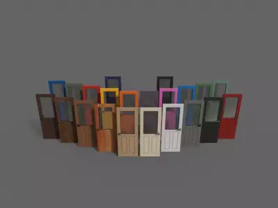 PBR Wood Door C1 Low-poly 3D model
