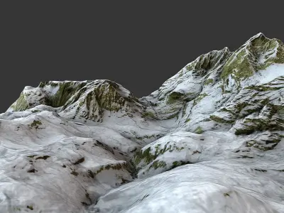 Mountain terrain under the snow Low-poly 3D model purchase