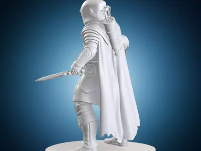 Elven Assassin Fantasy RPG Miniature On Base Holding Dagger 3D print model