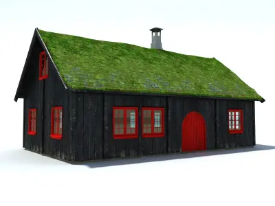 Faroe Island House Low Poly 3d Model Low-poly 3D model
