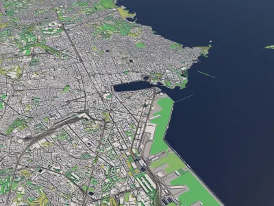 Marseille France 25x25km City Map 3D model
