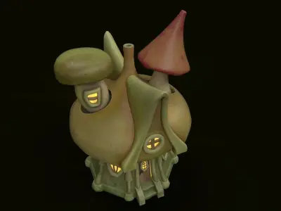 Mushroom Fairy House Low-poly 3D model