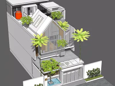 3D Model of Japandi Minimalist Modern 2 Story House Architecture 3D model