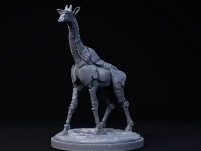 Giraffe mecha robot 32mm scale pre-supported animal 3D print model