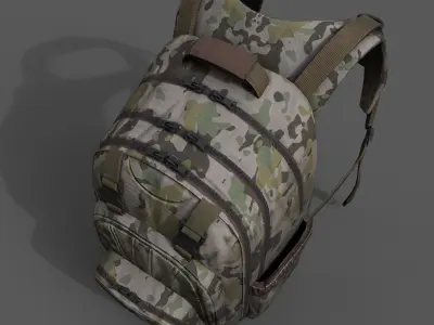 Backpack military combat soldier human camping  Low-poly 3D model