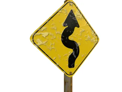 Warning For Curves Traffic Sign 3D model