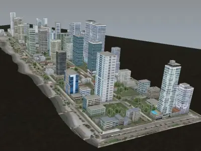 New modern city very low poly model Low-poly 3D model