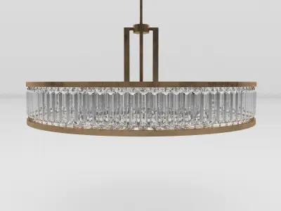 Chandelier circular with clear crystals hanging from it 3D model