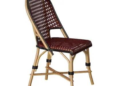 Garden Wooden Wicker Rattan Chair 3D model
