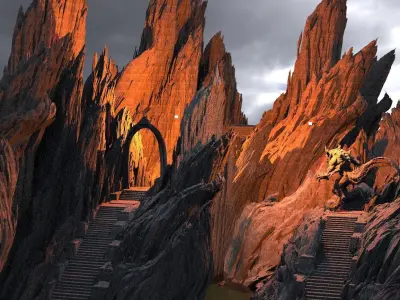 Dantes Underworld Staircase Tunnels Kit bash 3D model