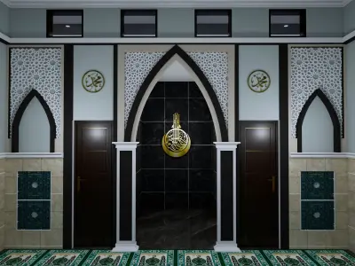 Architecture Modern Minimalist Mosque Mushola Room Prayer  3D model