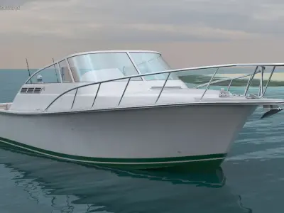  Man in Fishing Chair Catches Fish from Boat 