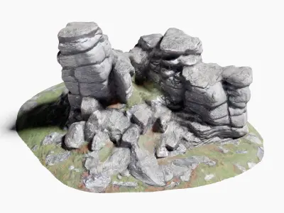 A Rock Formation - Dartmoor Stone Photo-Scan Model Low-poly 3D model