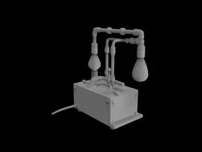 Steampunk Industrial Dual Bulb Lamp  3D print model