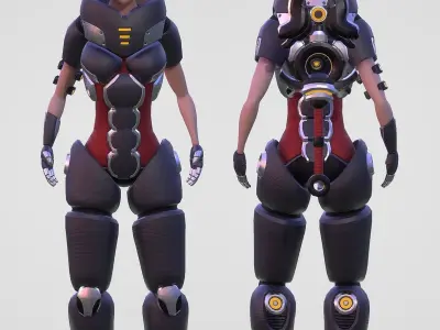 Cyber Warrior Low-poly 3D model