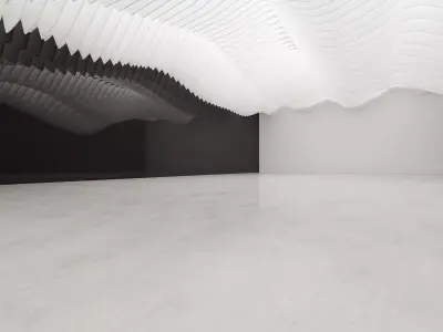 Minimal Monochrome Wavy Ceiling Exhibition Hall 3D model