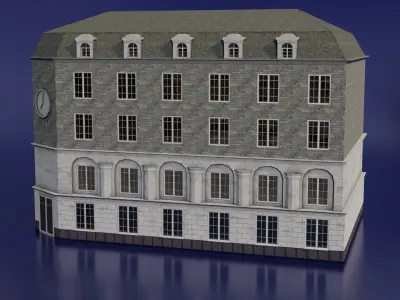 Classic European Building low poly Low-poly 3D model