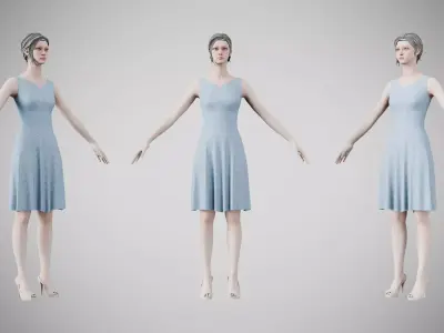 Dress 36 Light Blue Low-poly 3D model