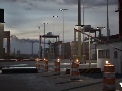 Container Port Environment Low-poly 3D model