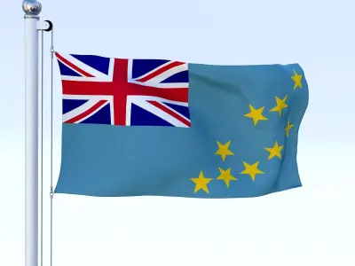 Animated Tuvalu Flag Low-poly 3D model