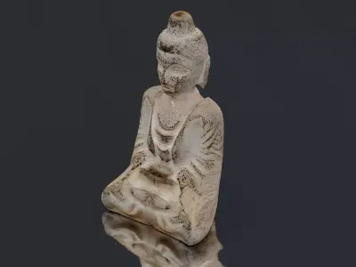 Ancient Chinese-style Buddha statue Low-poly 3D model