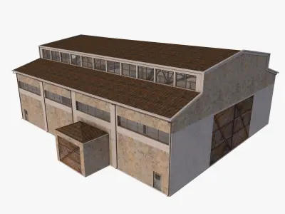 industrial building warehouse 7 Low-poly 3D model