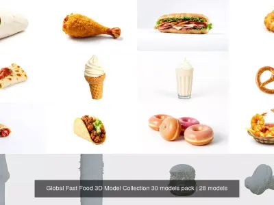 Global Fast Food 3D Model Collection 30 models pack