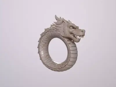 Stylized Creature Asset Dragon Ring 3D print model