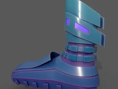 stylized and realistic Sci-fi cyberpunk boots pack  Low-poly 3D model