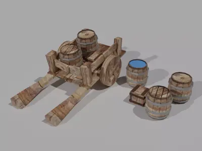 3D Realistic Wooden Assets pack for games Low-poly 3D model