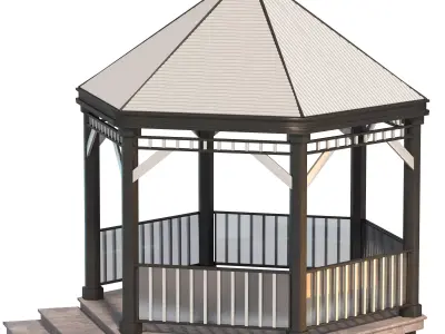  Modern Glass and Steel Gazebo 3D model