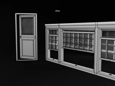 School Door and Window Low-poly 3D model